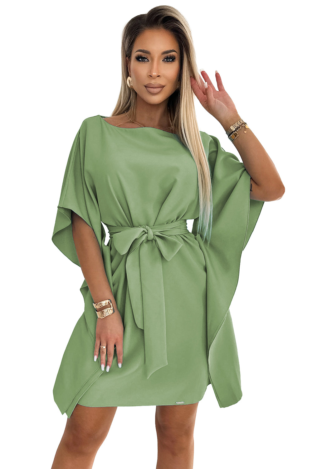 Vestido Sofia Borboleta com Cinto – Numoco 287-27 (Olive)