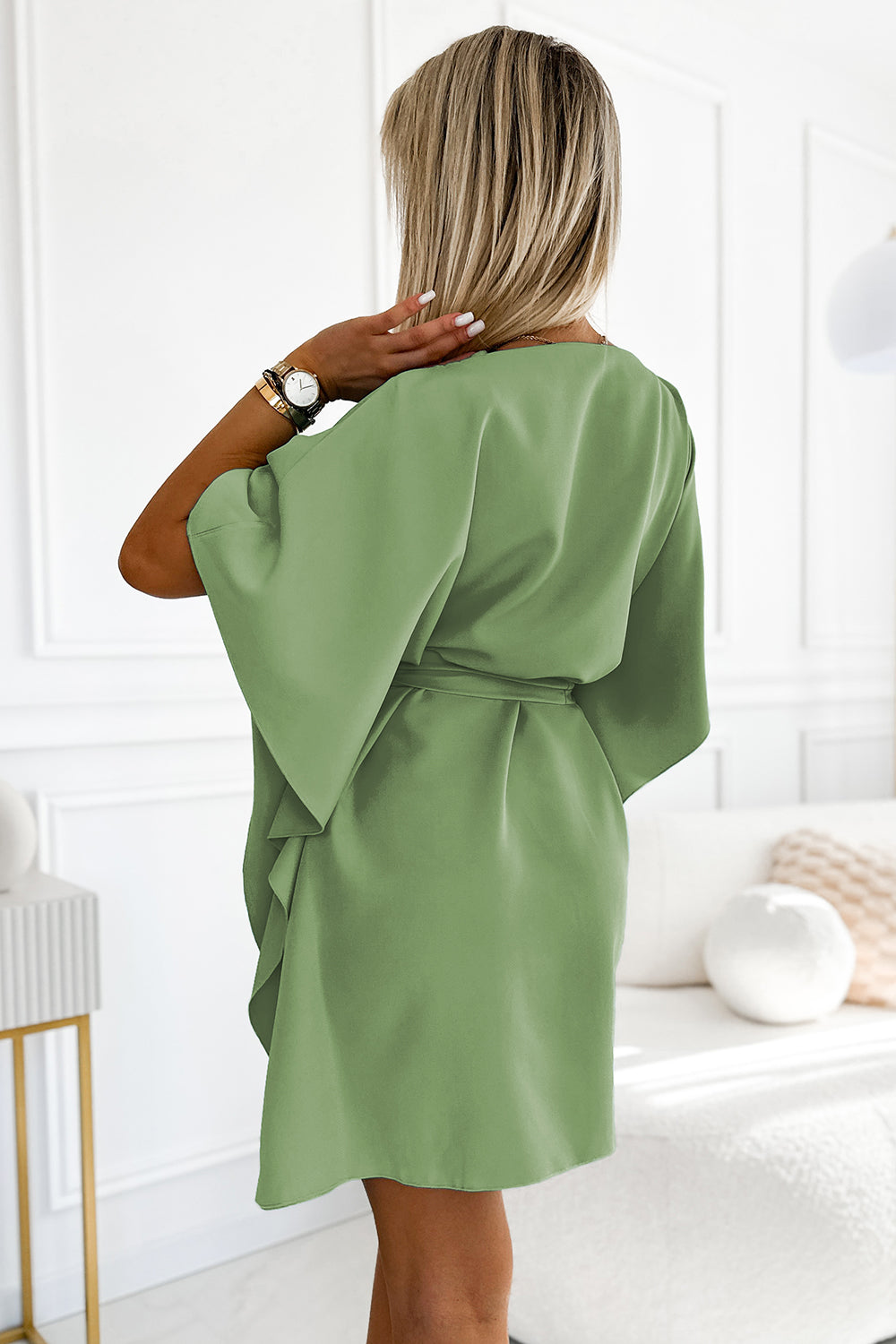 Vestido Sofia Borboleta com Cinto – Numoco 287-27 (Olive)